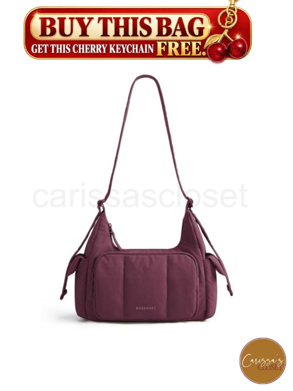 ✨ BAGSMART Puffer Crossbody Hobo Bag Waterproof Nylon Adjustable Strap Small